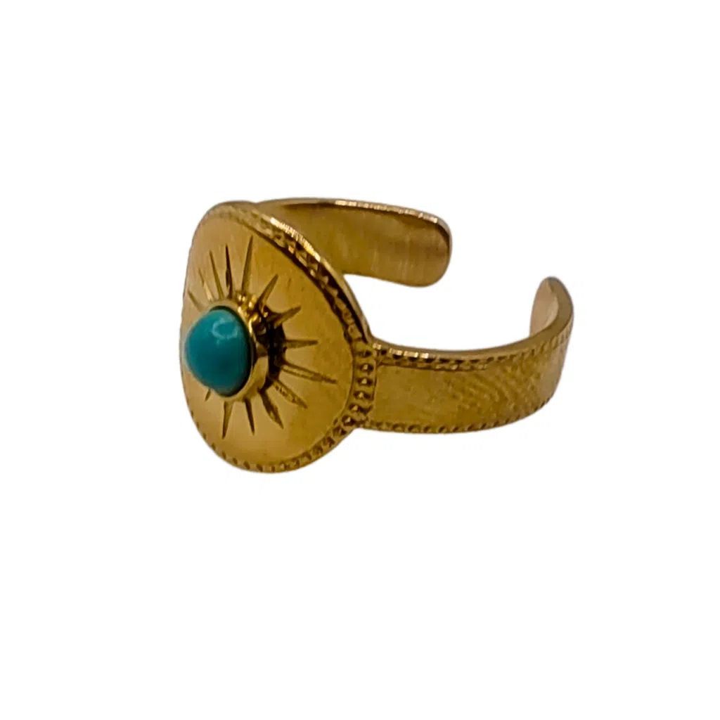 Energiza.ME - Anel Ajustavel Turquesa Celestial Ouro 02 Anel Ajustável Turquesa Celestial Ouro _ 02