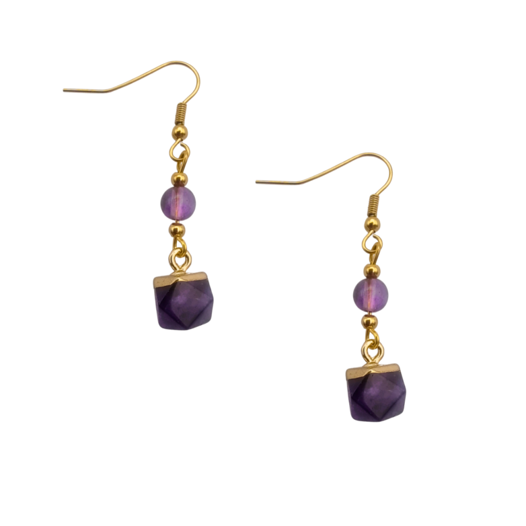 Energiza.ME - Deslumbrante Brinco de Ametista Banhado a Ouro 01 Deslumbrante Brinco de Ametista Banhado a Ouro - 01