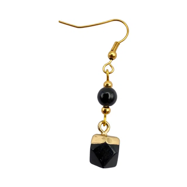 Energiza.ME - Deslumbrante Brinco de Obsidiana Banhado a Ouro 01 Deslumbrante Brinco de Obsidiana Banhado a Ouro - 01