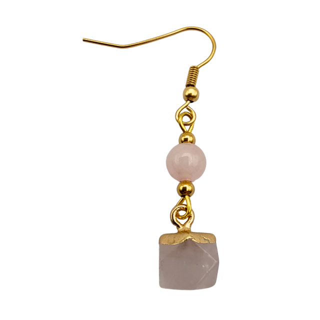 Energiza.ME - Deslumbrante Brinco de Quartzo Rosa Banhado a Ouro 01 Deslumbrante Brinco de Quartzo Rosa Banhado a Ouro - 01