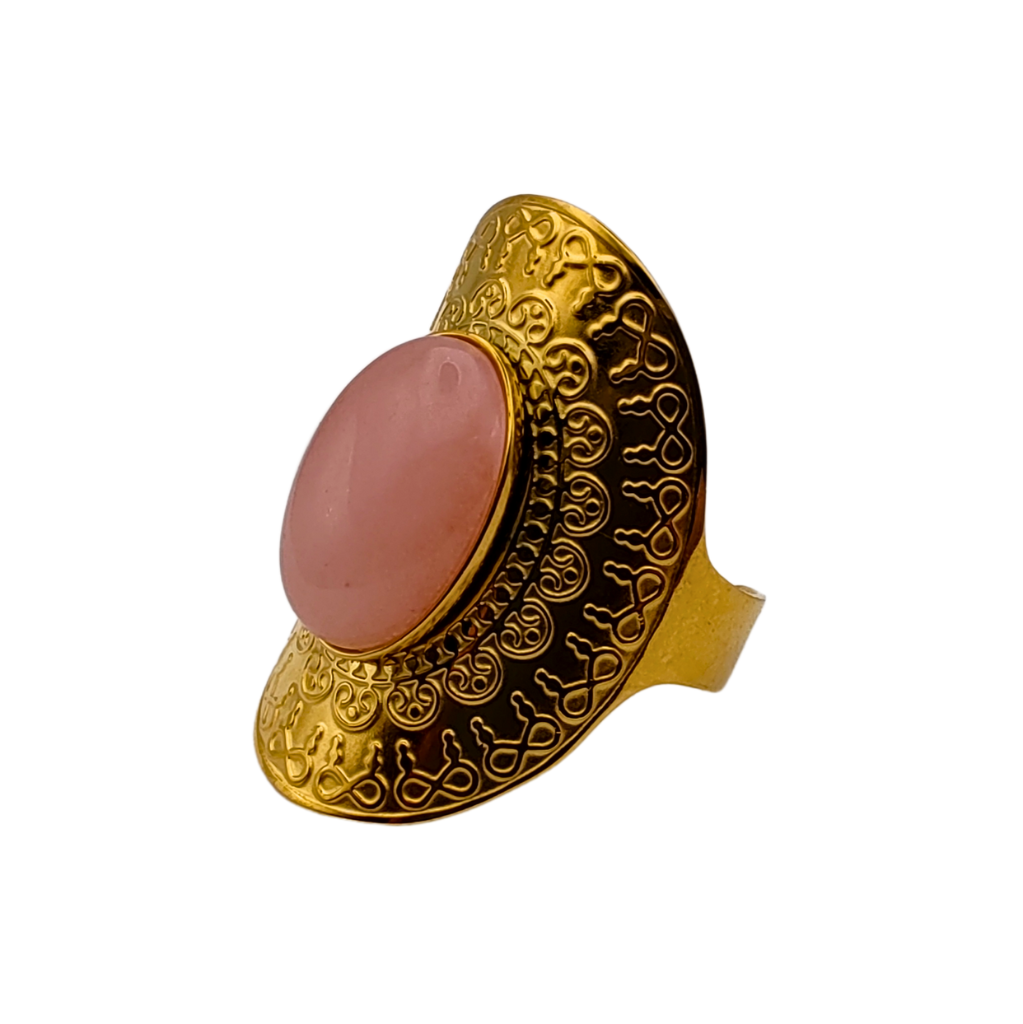 Energiza.ME - Luxuoso Anel Ajustavel Quartzo Rosa 01 Luxuoso Anel Ajustável Quartzo Rosa - 01