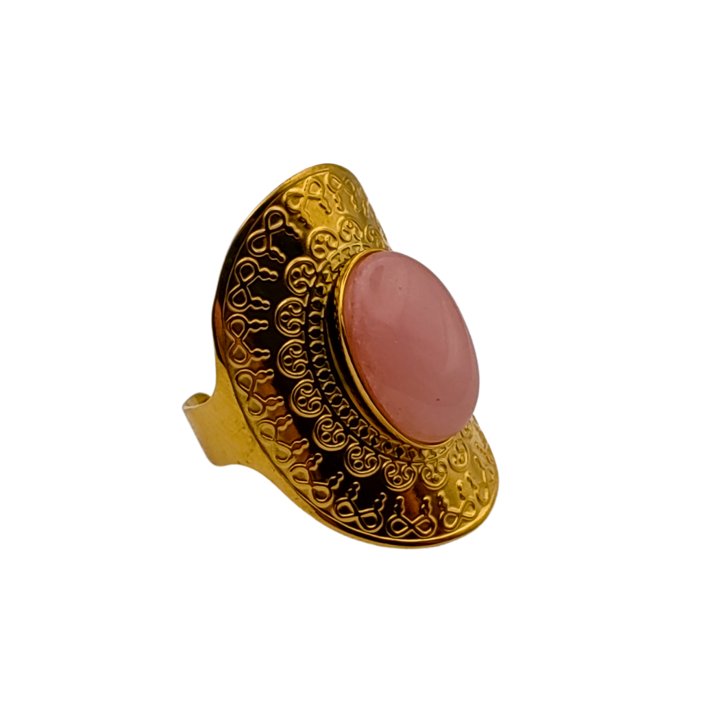 Energiza.ME - Luxuoso Anel Ajustavel Quartzo Rosa 02 Luxuoso Anel Ajustável Quartzo Rosa - 02